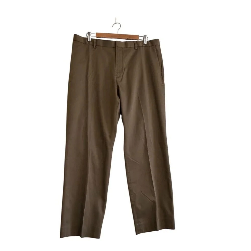 Banana Republic Non Iron Slim Fit Pants Brown/Tan Cotton Mens 36x30
